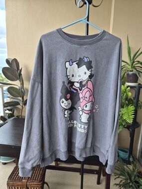 Hello Kitty Gray Crewneck with Hello Kitty and Friends Label